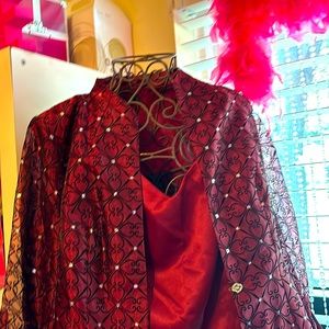 Two piece maroon top set 16W